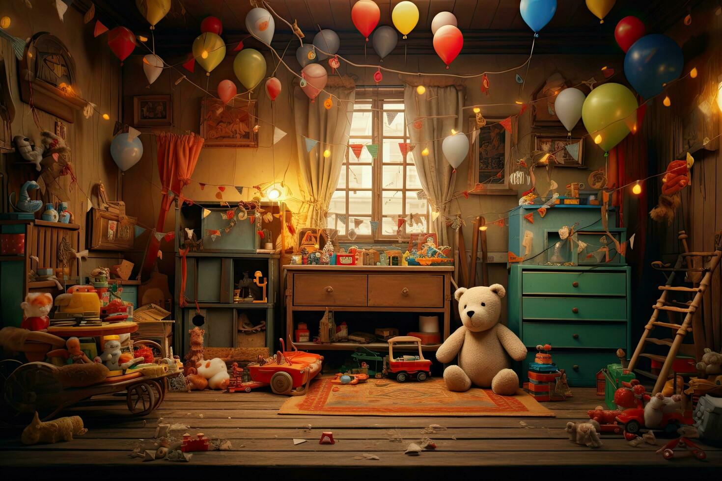 AI generated Fragment of the children's playroom with toys, AI Generated photo