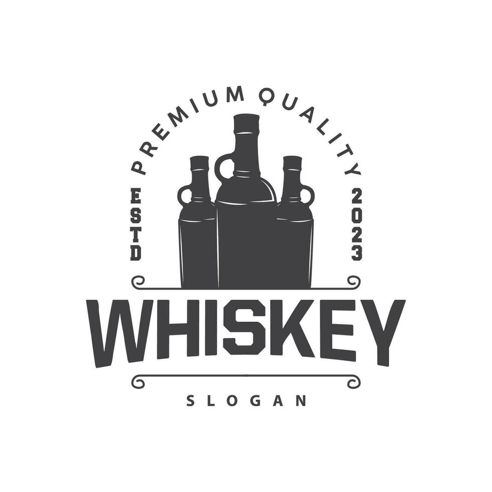 whisky logo, bebida etiqueta diseño con antiguo retro Clásico ornamento ilustración prima modelo vector