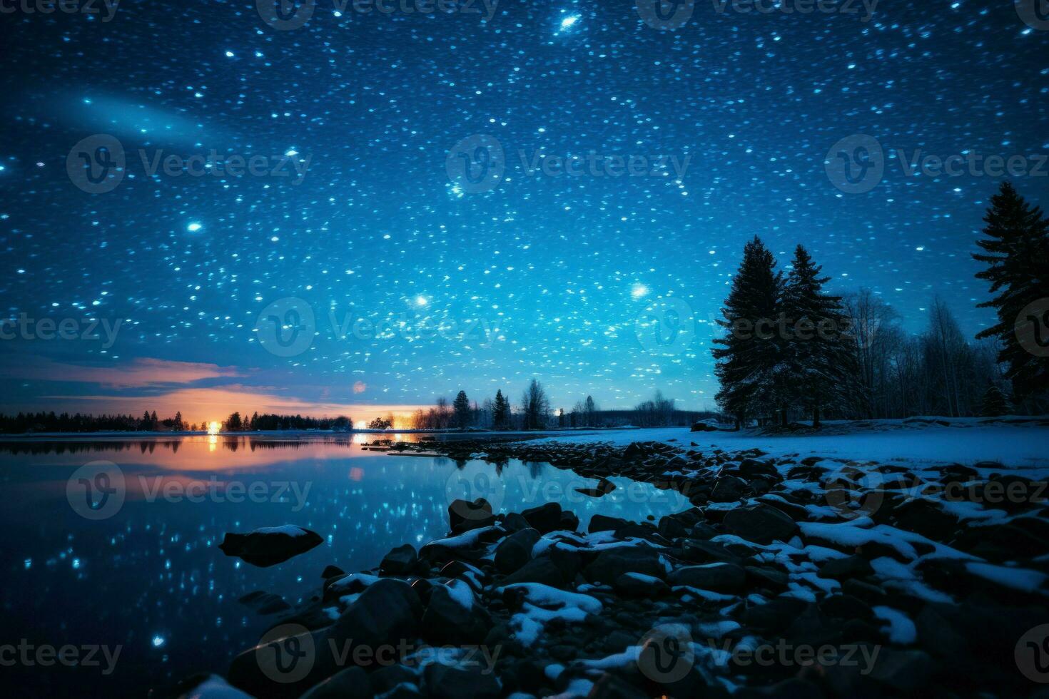 AI generated Starry Winter Nights - Generative AI photo