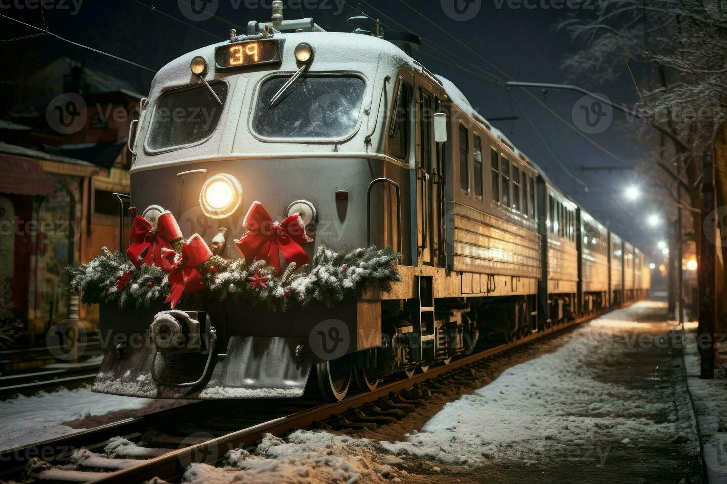 AI generated Christmas Trains - Generative AI photo