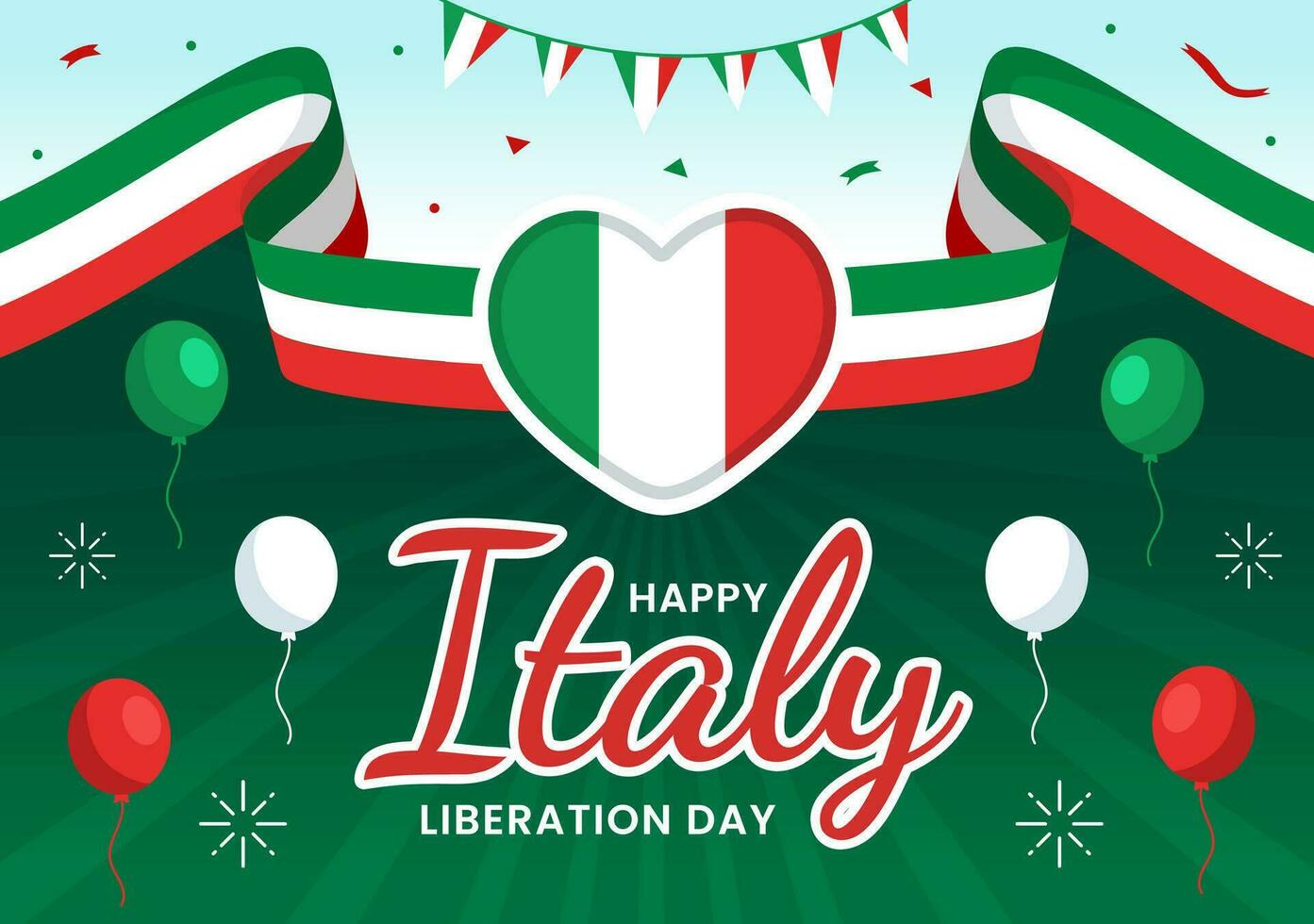 Happy Italy Liberation Day Vector Illustration on April 25 with Waving Flag Italian and Ribbon in Holiday Holiday Flat Cartoon Background