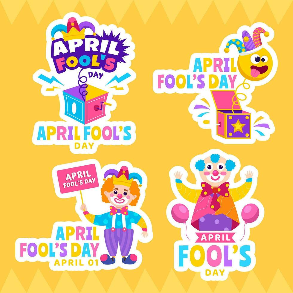 April Fools Day Label Flat Cartoon Hand Drawn Templates Background Illustration vector