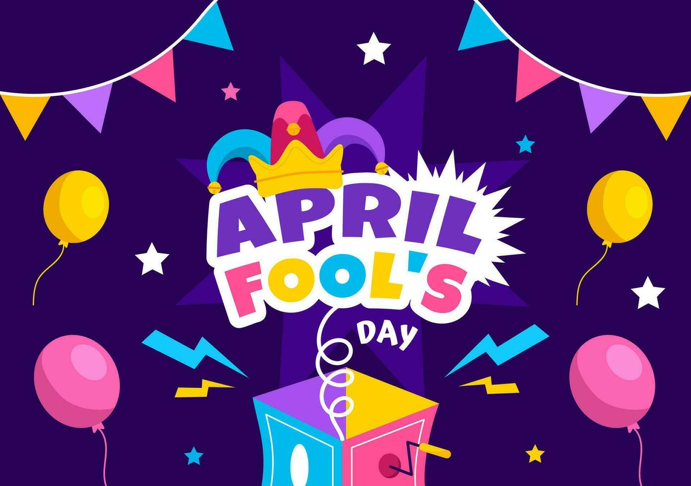 April Fools Day Social Media Background Flat Cartoon Hand Drawn Templates Illustration vector