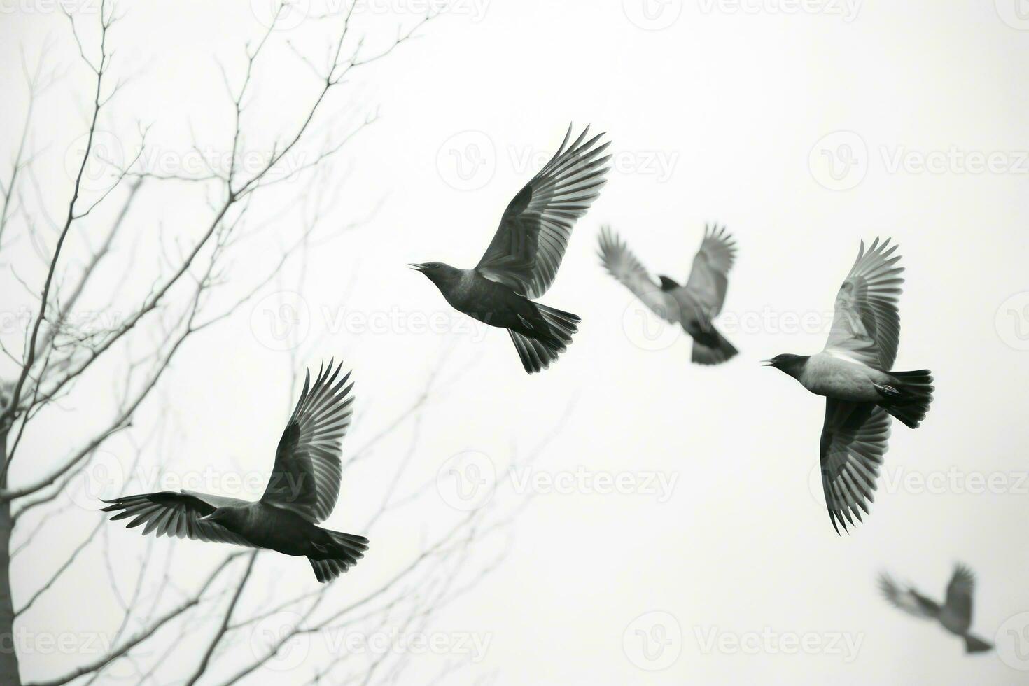 ai generado invierno aves en vuelo - generativo ai foto