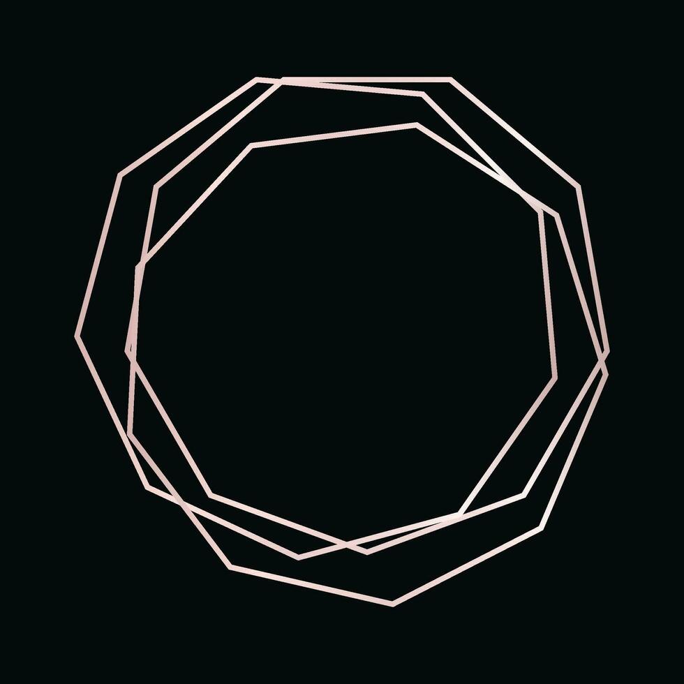 Rose gold geometric polygonal frame vector