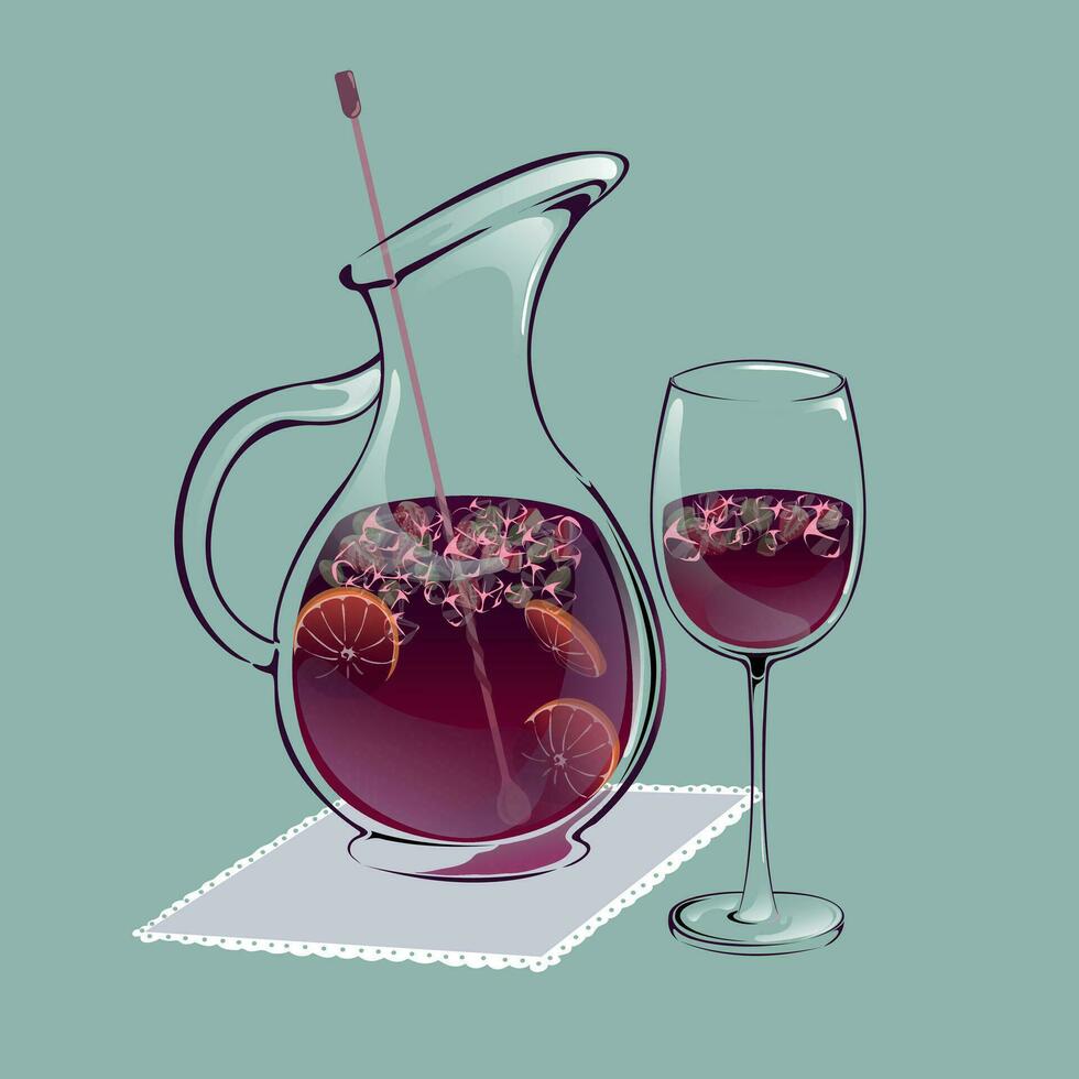 elegante Fruta sangría jarra vector