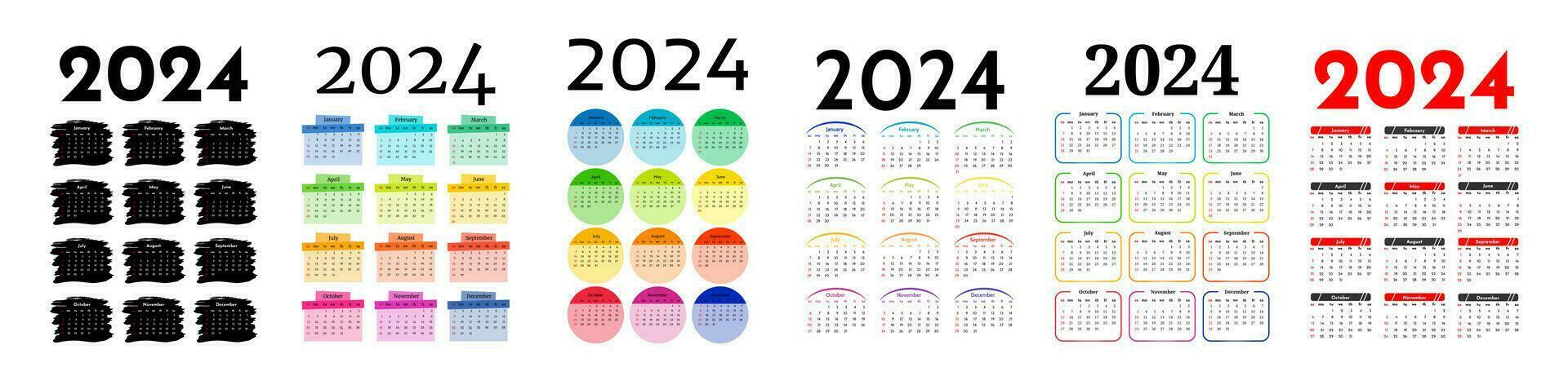 Calendar for 2024 isolated on a white background vector