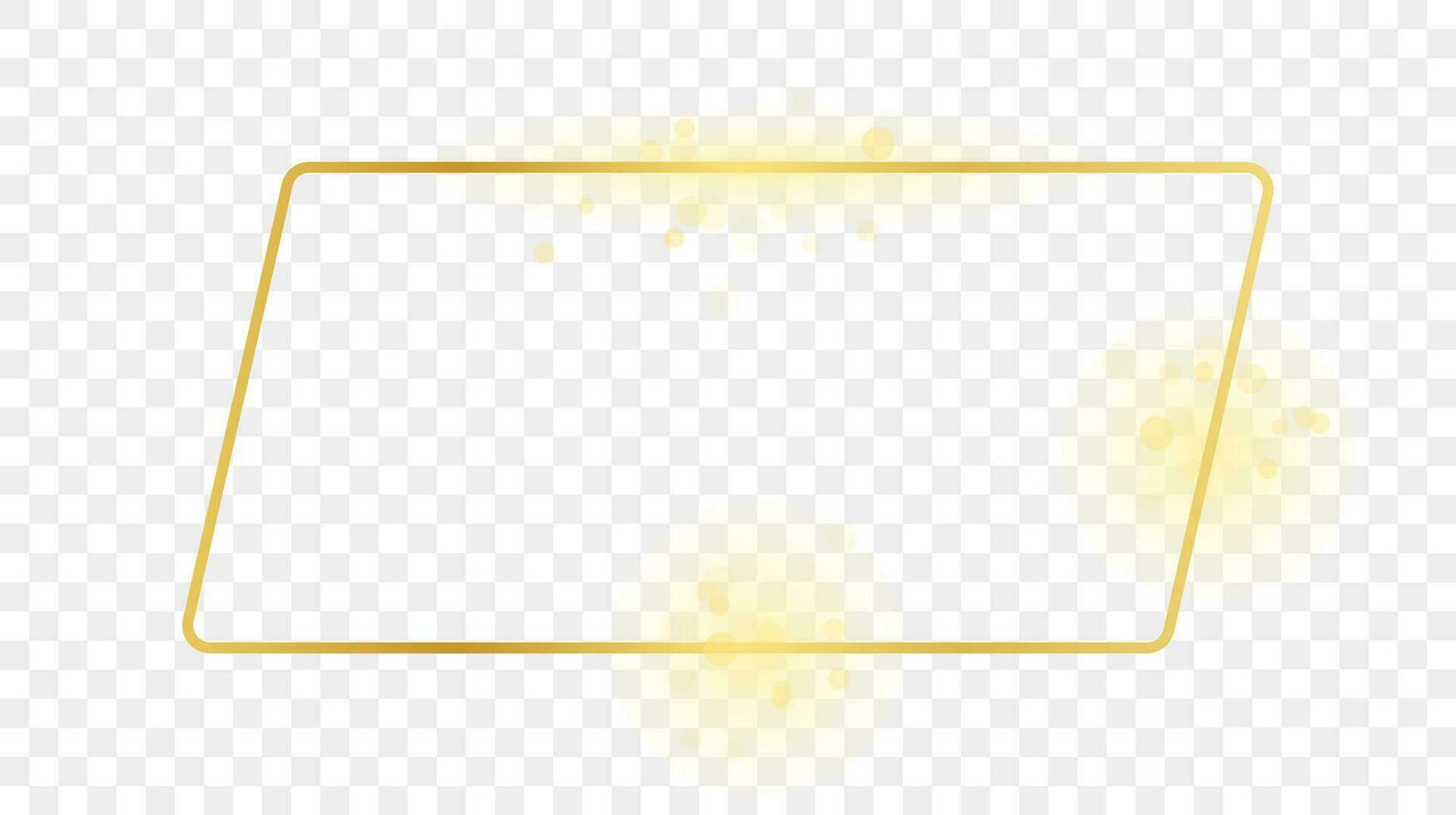 oro brillante redondeado rectangular forma marco vector
