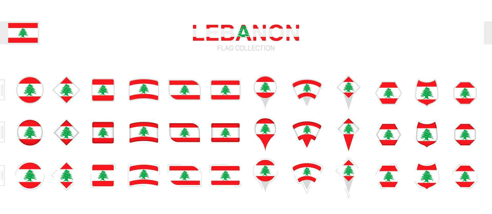 Large collection of Lebanon flags of various shapes and effects