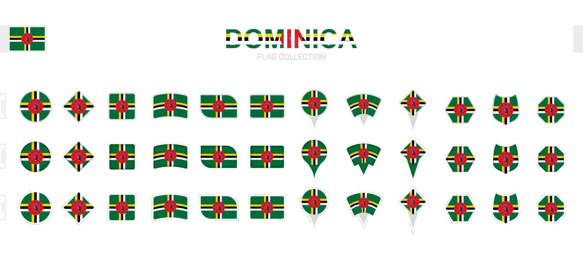 grande colección de dominica banderas de varios formas y efectos vector