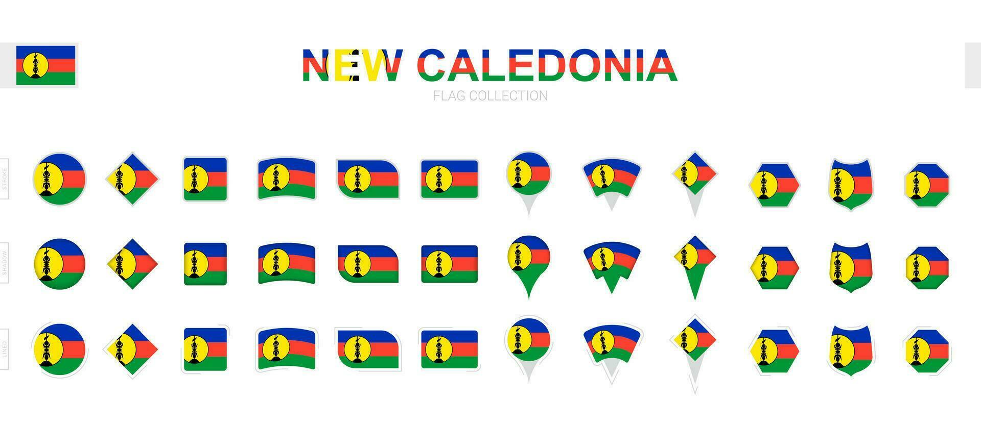 grande colección de nuevo Caledonia banderas de varios formas y efectos vector