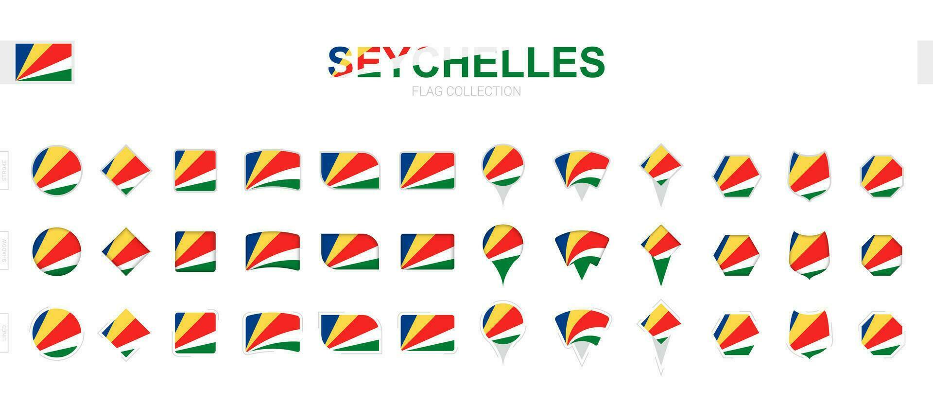 grande colección de seychelles banderas de varios formas y efectos vector