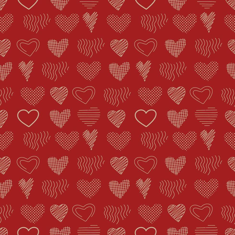 hermosa sin costura antecedentes con rosado corazones. San Valentín día. decoración de San Valentín día materiales vector