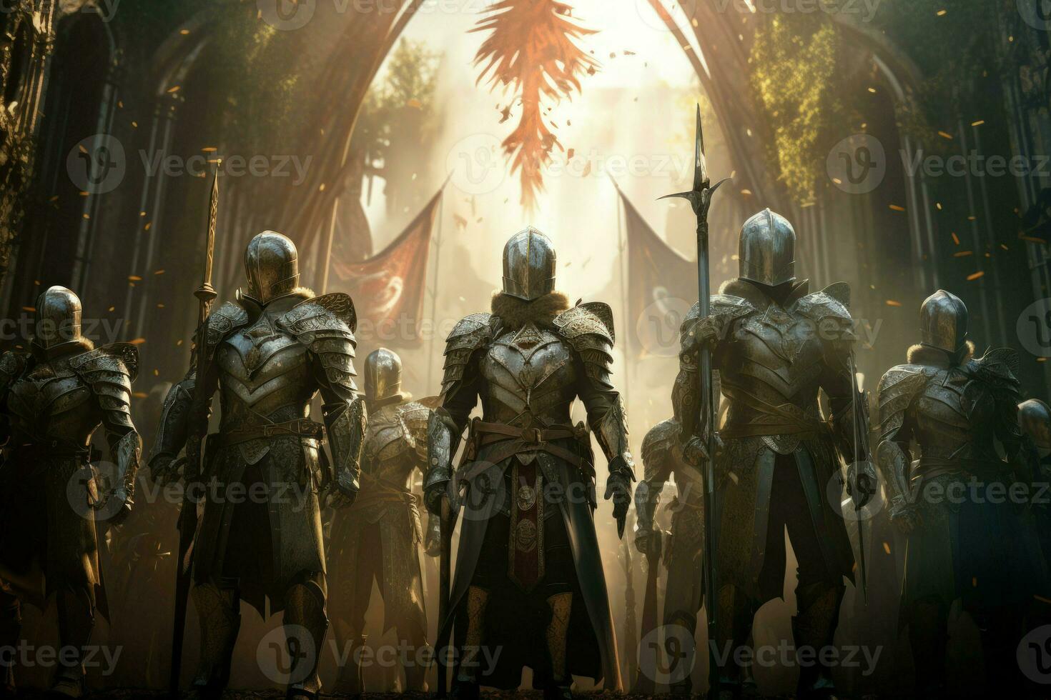 AI generated Noble knights clad in shining armor - Generative AI photo