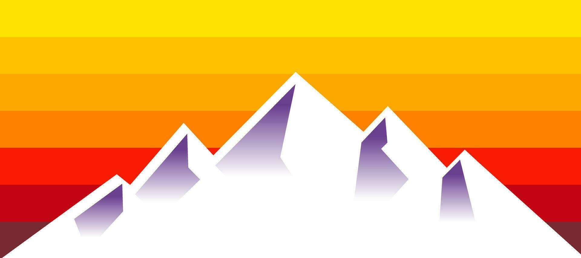 mountain with horizontal orange stripes sunset background vector