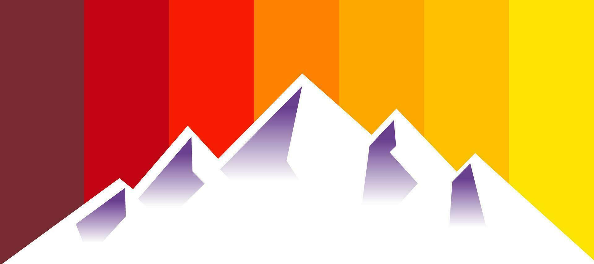 mountain with vertical sunset stripes background vector