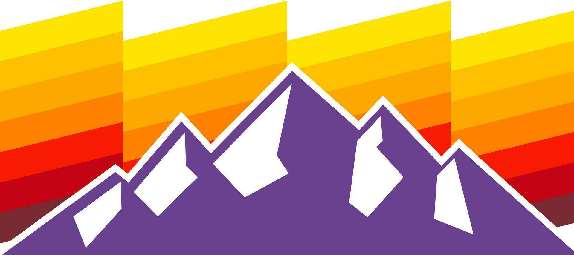 purple mountain with diagonal sunset stripes background vector