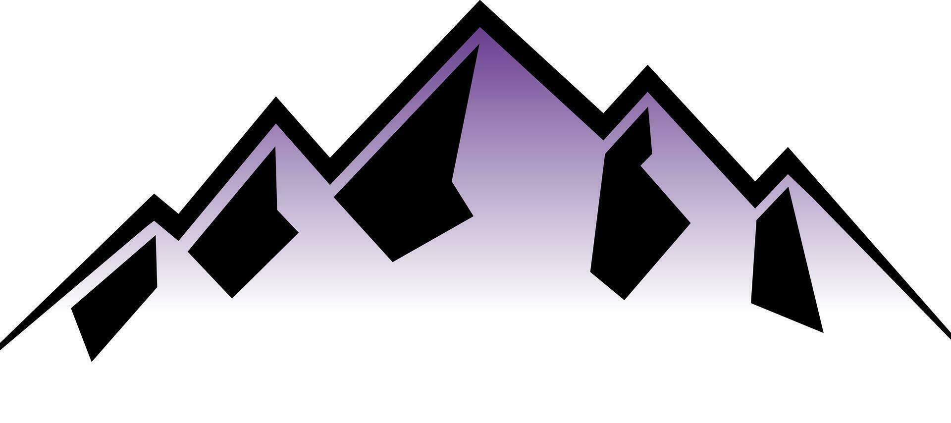 mountain black outline with purple gradient background vector