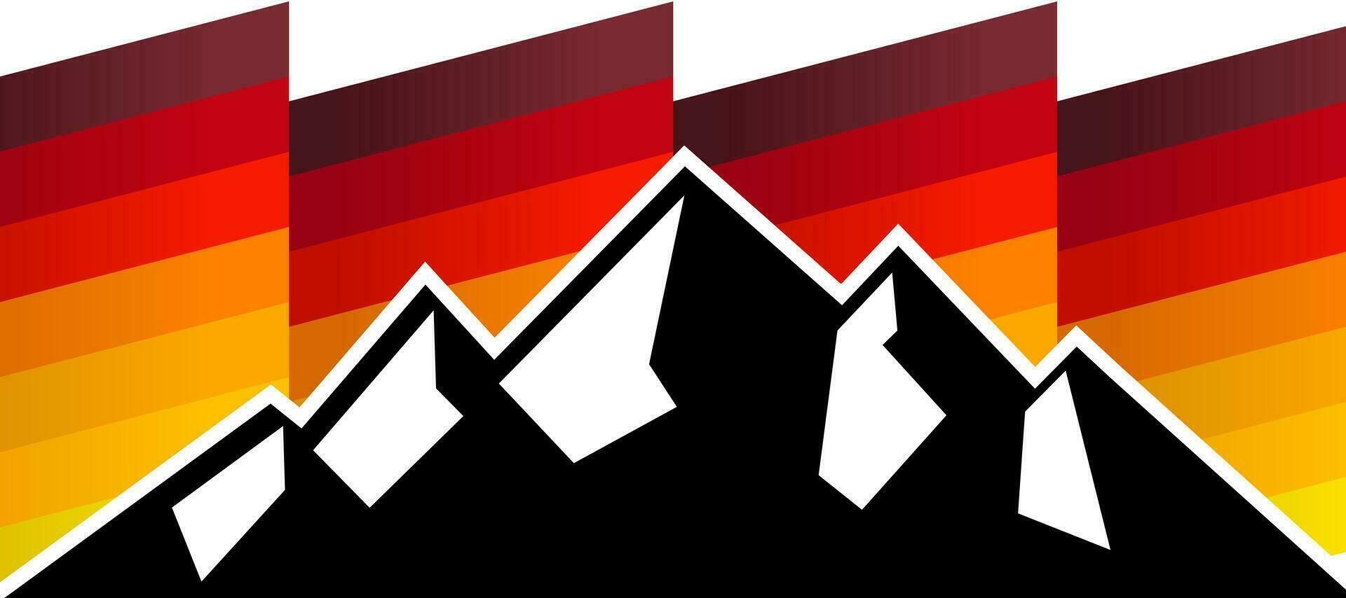 black mountain with waves diagonal sunrise stripes background vector