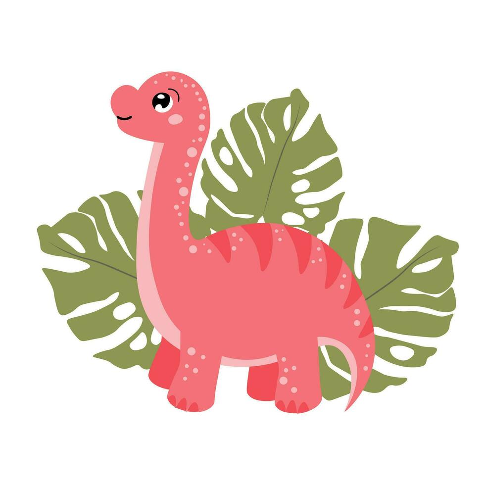 linda gracioso dibujos animados dinosaurio en un blanco antecedentes. imprimir, ilustración, vector