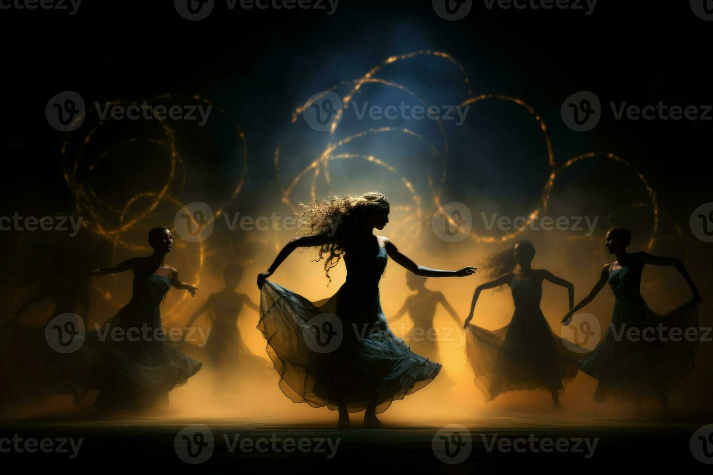 ai generado agraciado de luna bailarines, Moviente en Perfecto sincronía con el celestial ritmos - generativo ai foto