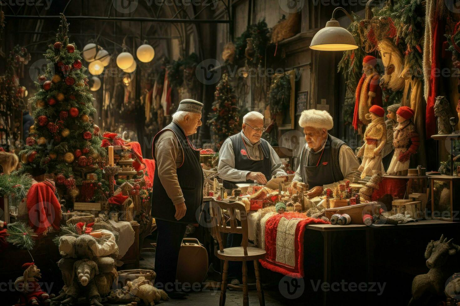 AI generated Christmas Market Vendors - Generative AI photo