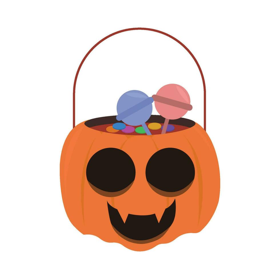 bucket candy pumpkin illustration vector