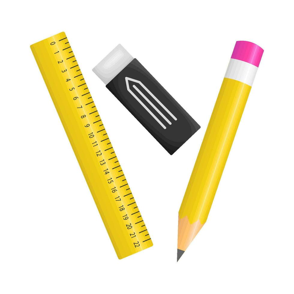 ruler, pencil with eraseer illustration vector