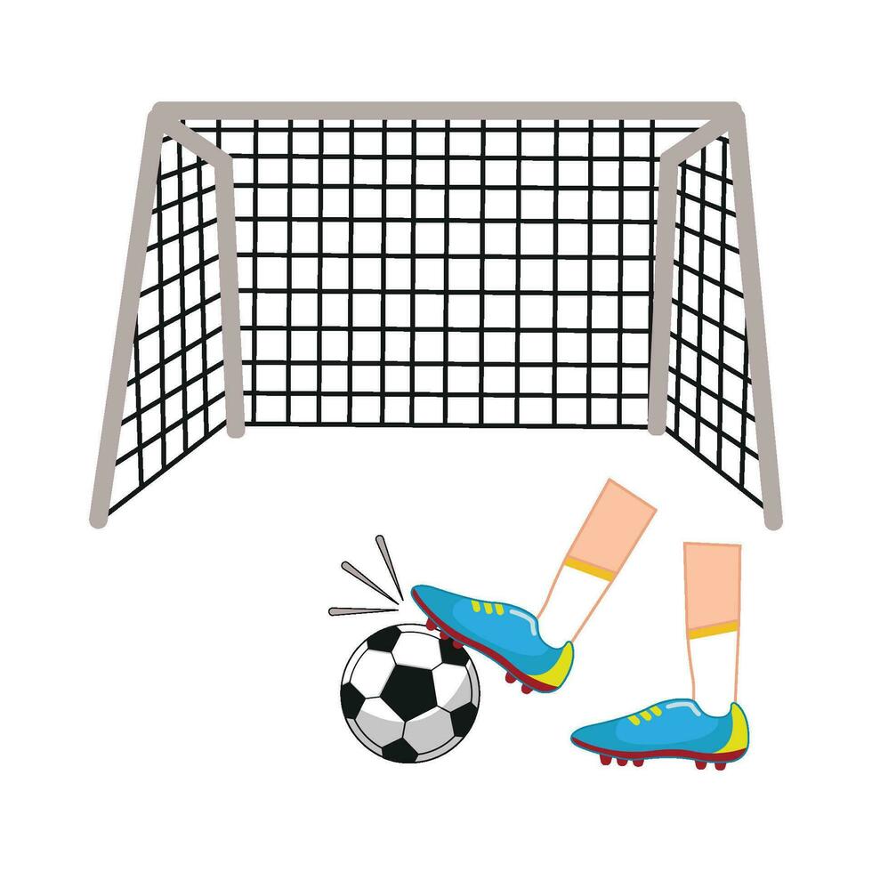 playing football with goal net illustration vector