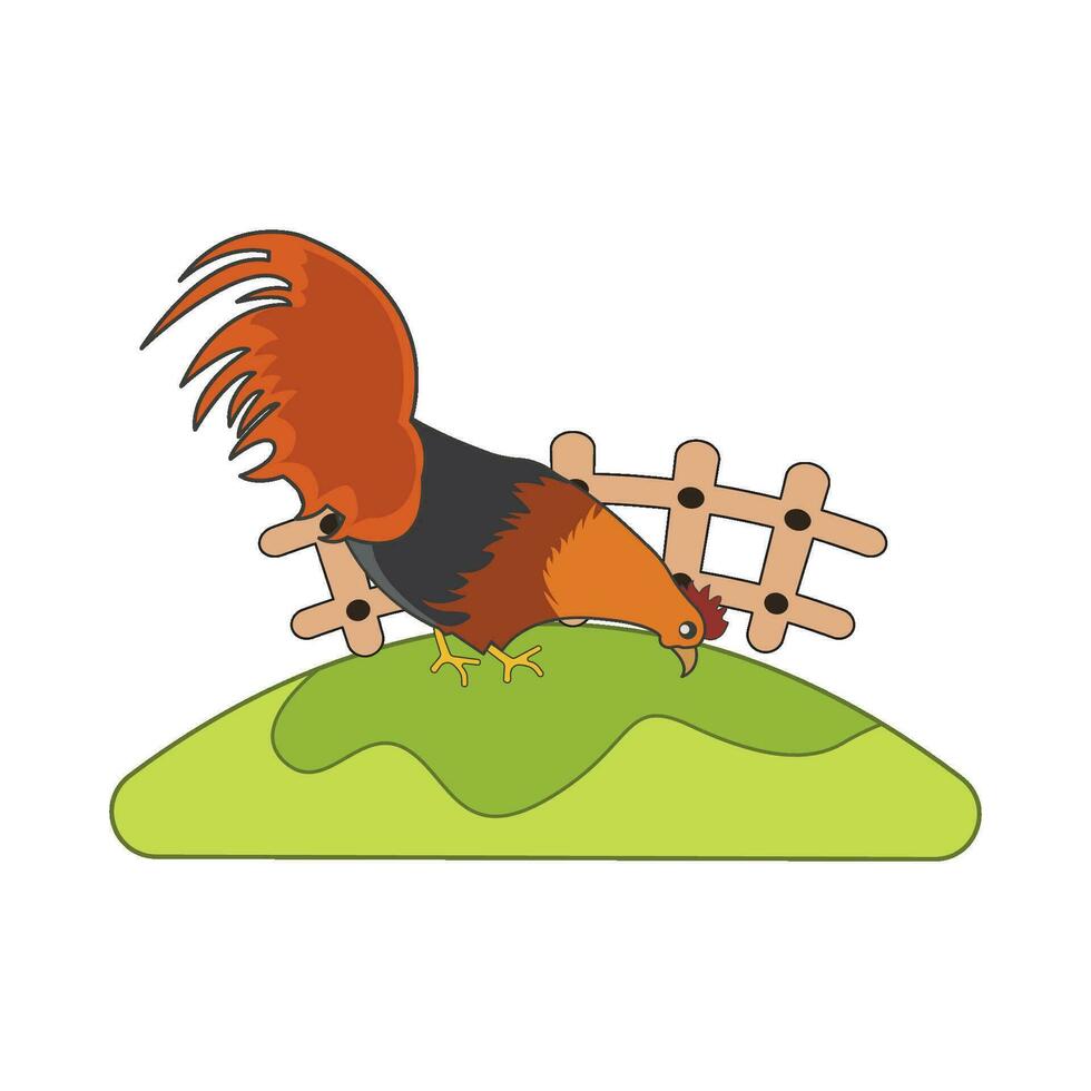 gallo en jardín ilustración vector