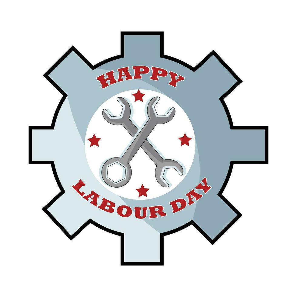 wrench tools in gear labour day illustration vector