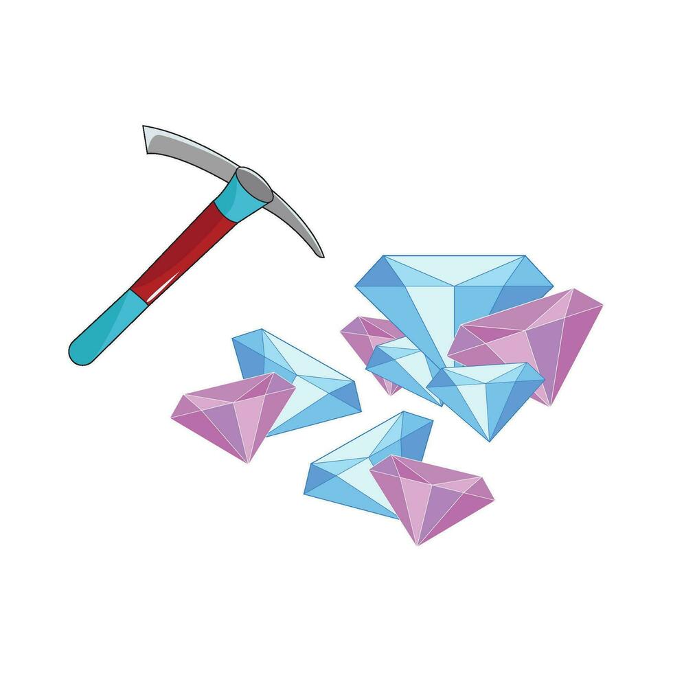 hammer with diamond illustration vector