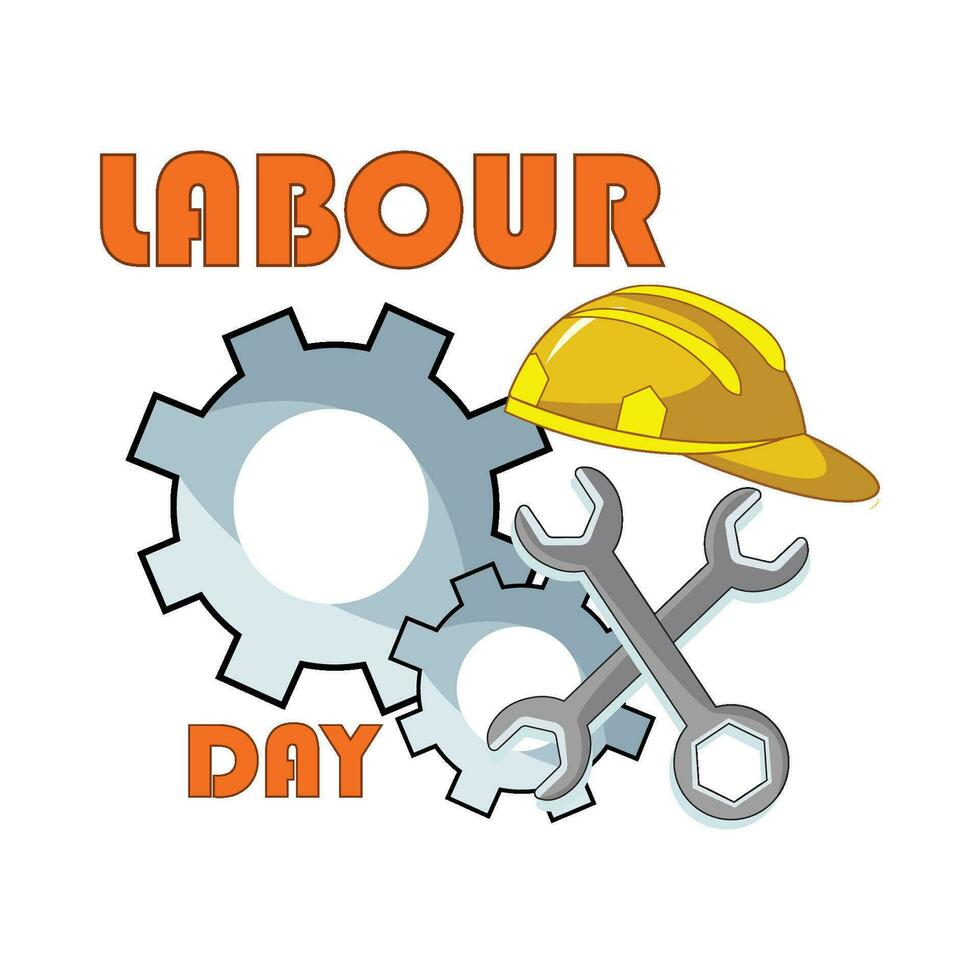 labour day text with labour equipment illustration vector