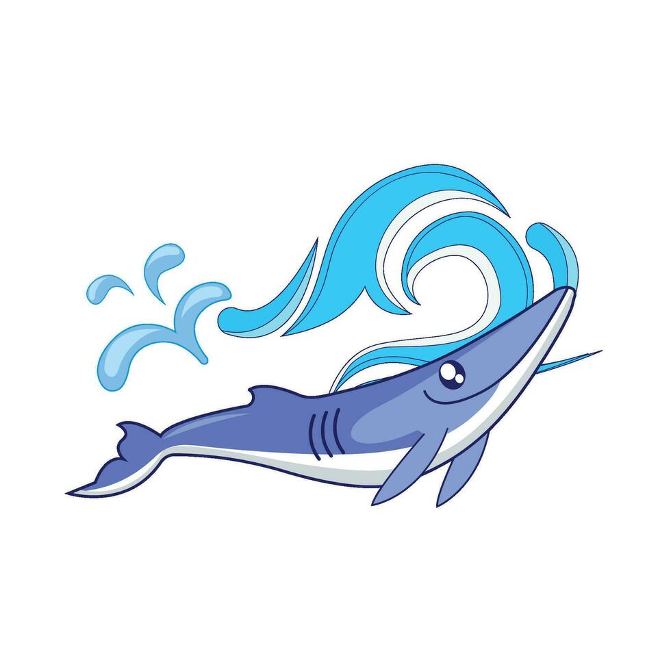 ballena con mar ola ilustración vector