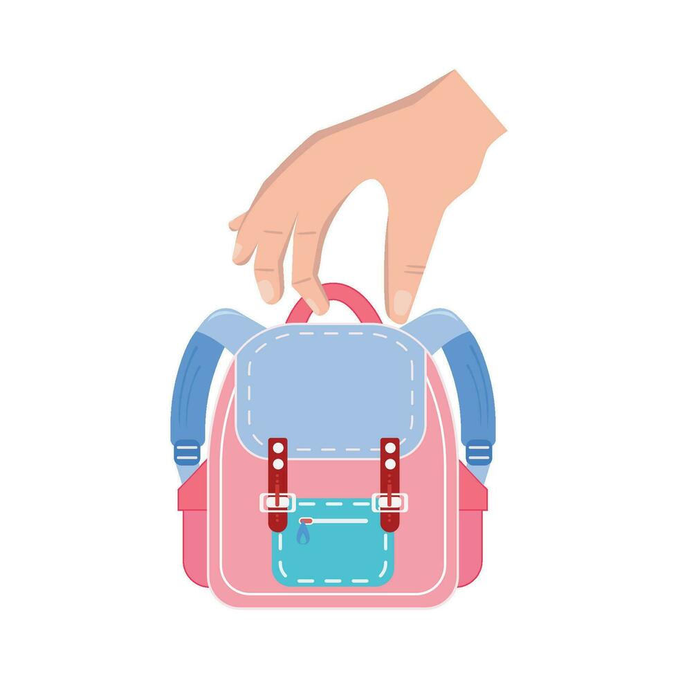 mochila en mano ilustración vector