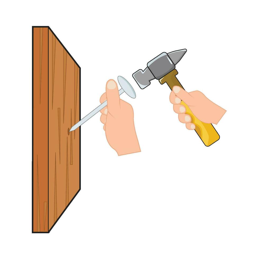 martillo con uña en de madera ilustración vector