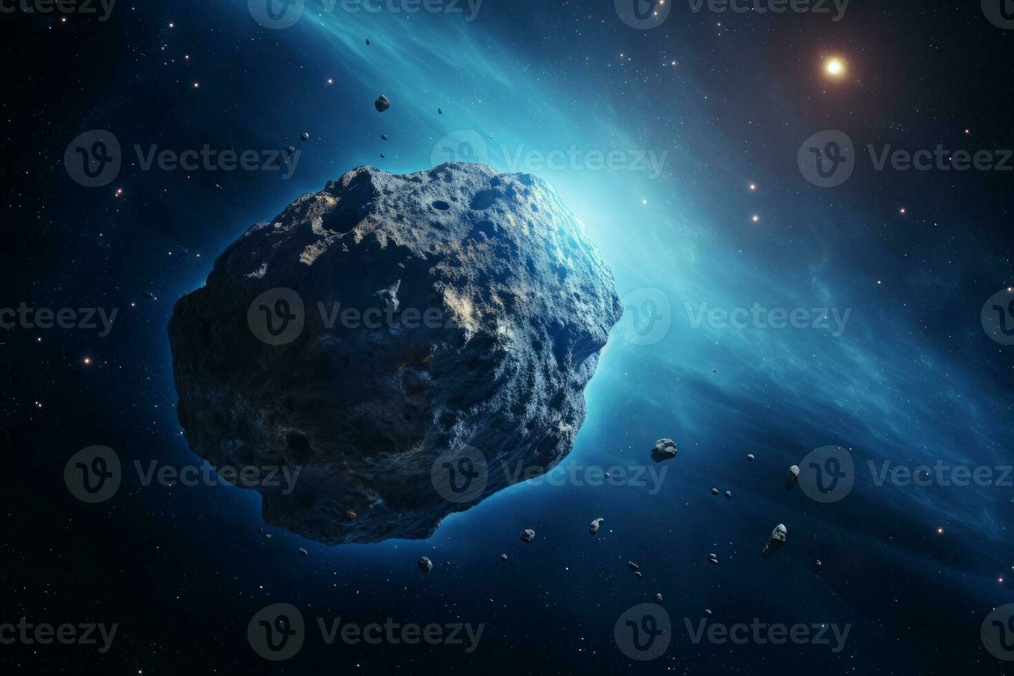 AI generated Close up view of comet in outer space photo