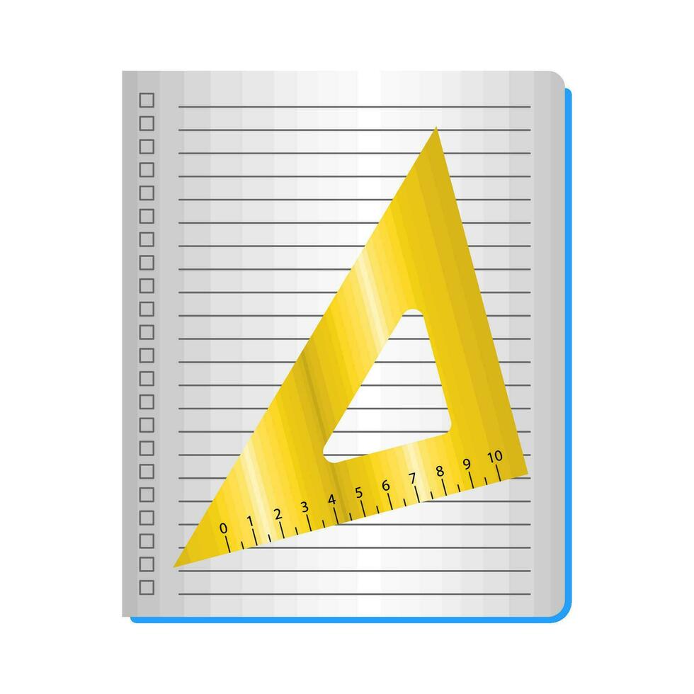 triangle ruler in book illustration vector