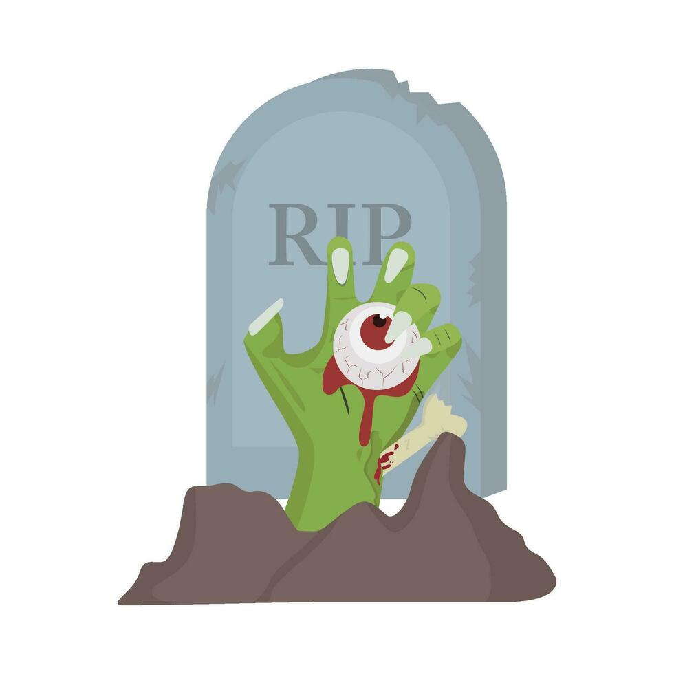 eye in hand  zombie with in tombstone illustration vector