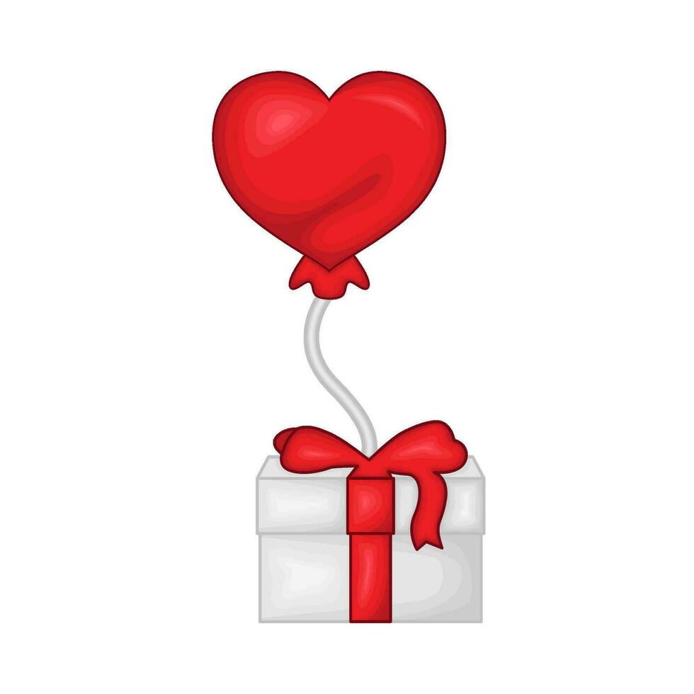 love balloon in gift box valentine illustration vector