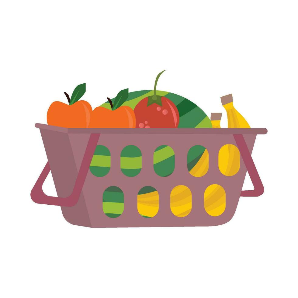 vegetable in basket shopping illustration vector