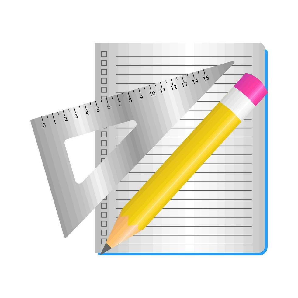 ruler with pencil in book illustration vector