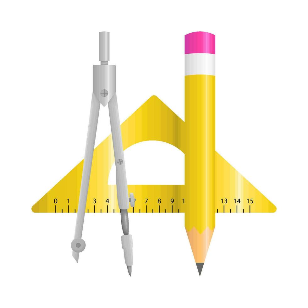 ruler, period with pencil illustration vector