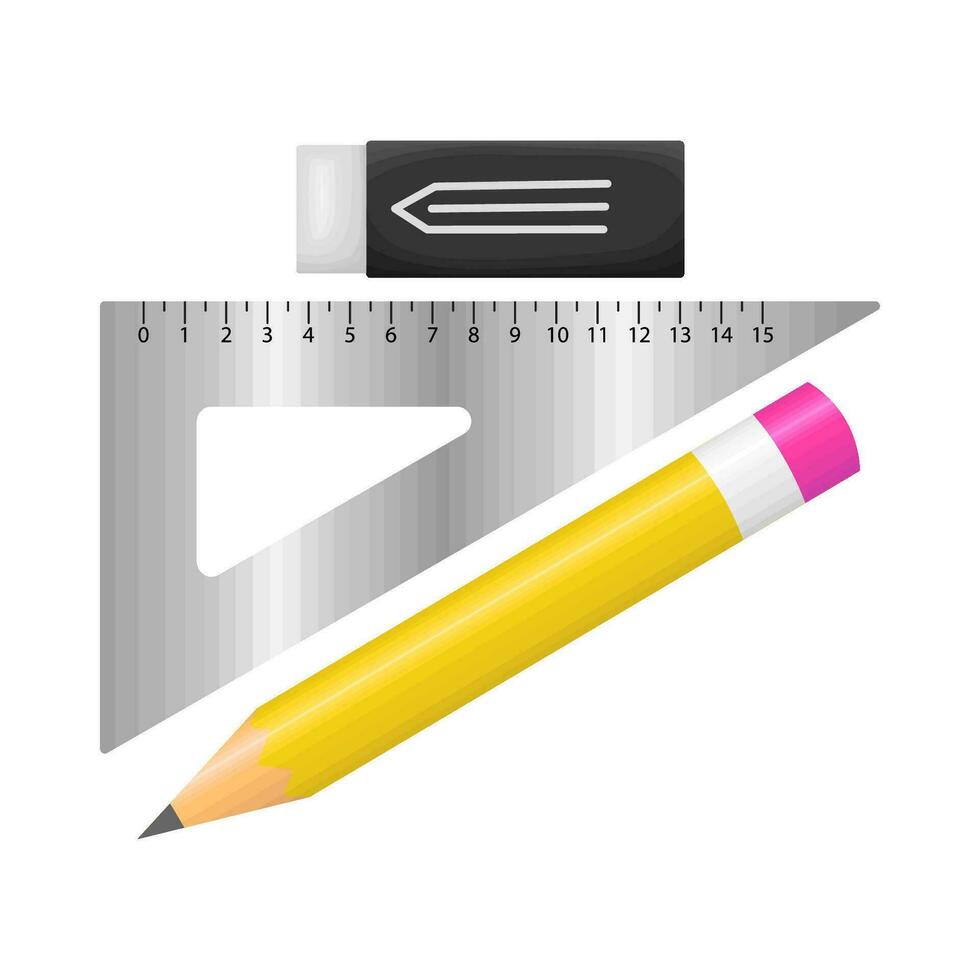 ruler, pencil with eraseer illustration vector