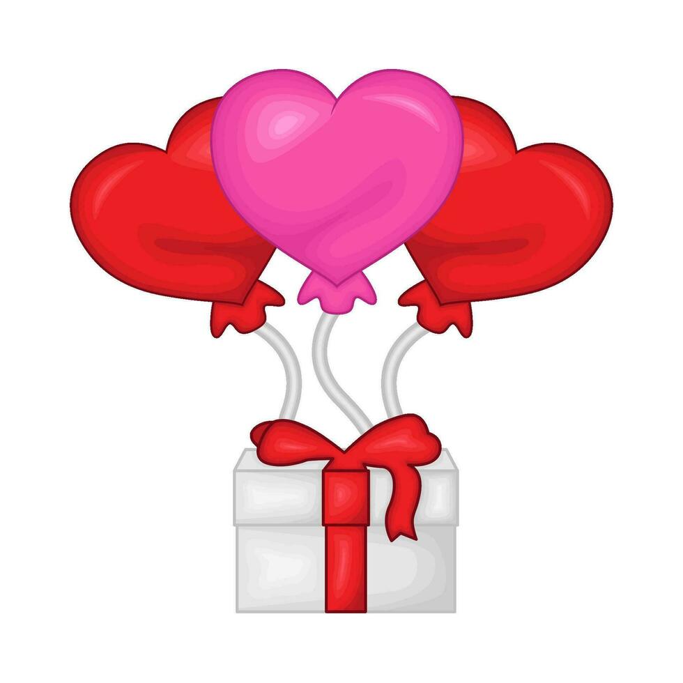 love balloon in gift box valentine illustration vector