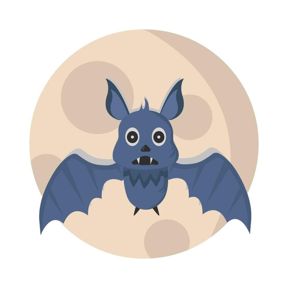 full moon with bat fly illustration vector