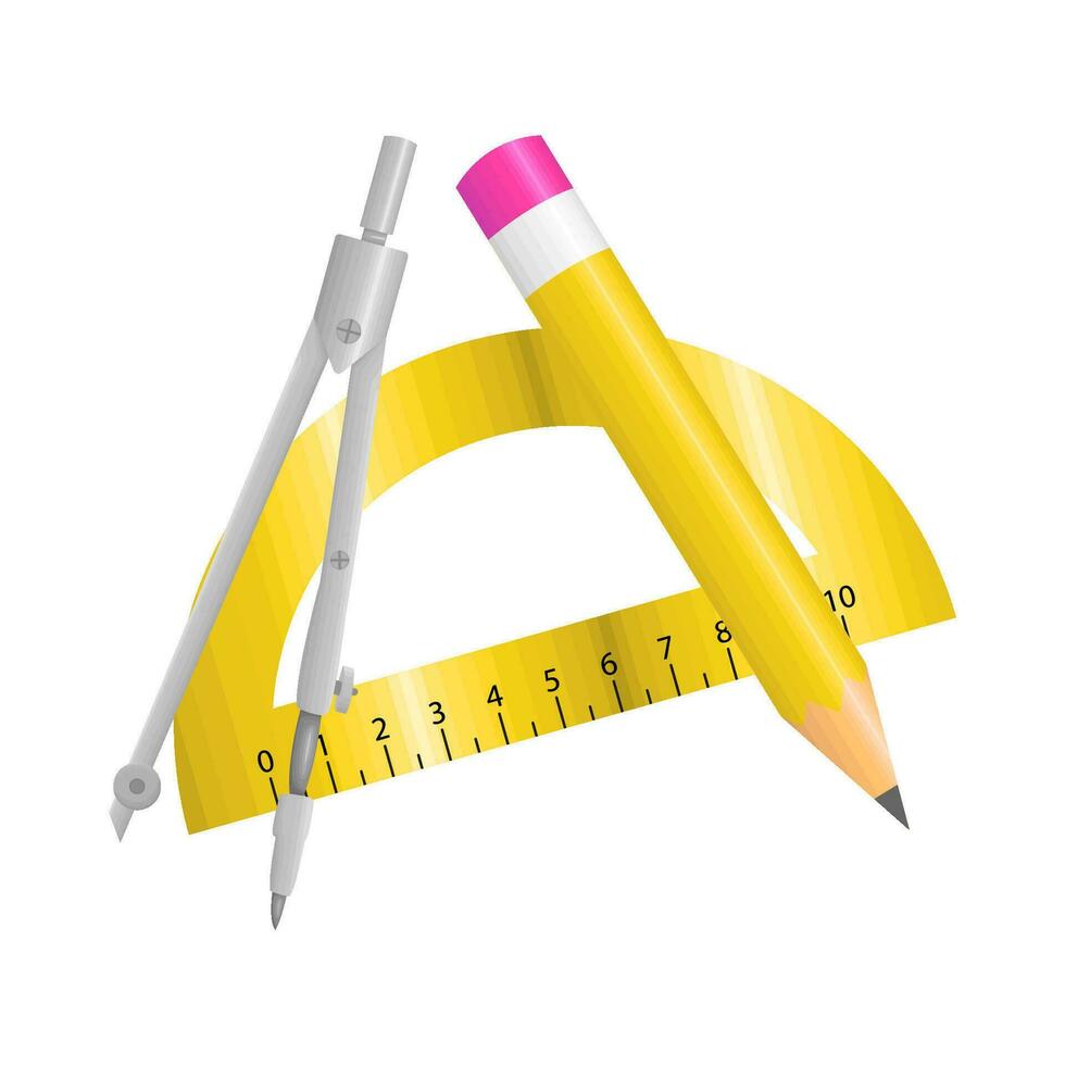 ruler, period with pencil illustration vector