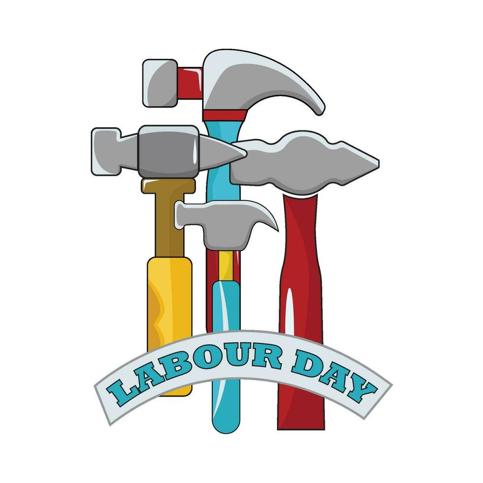 hammer with labour day text illustration vector