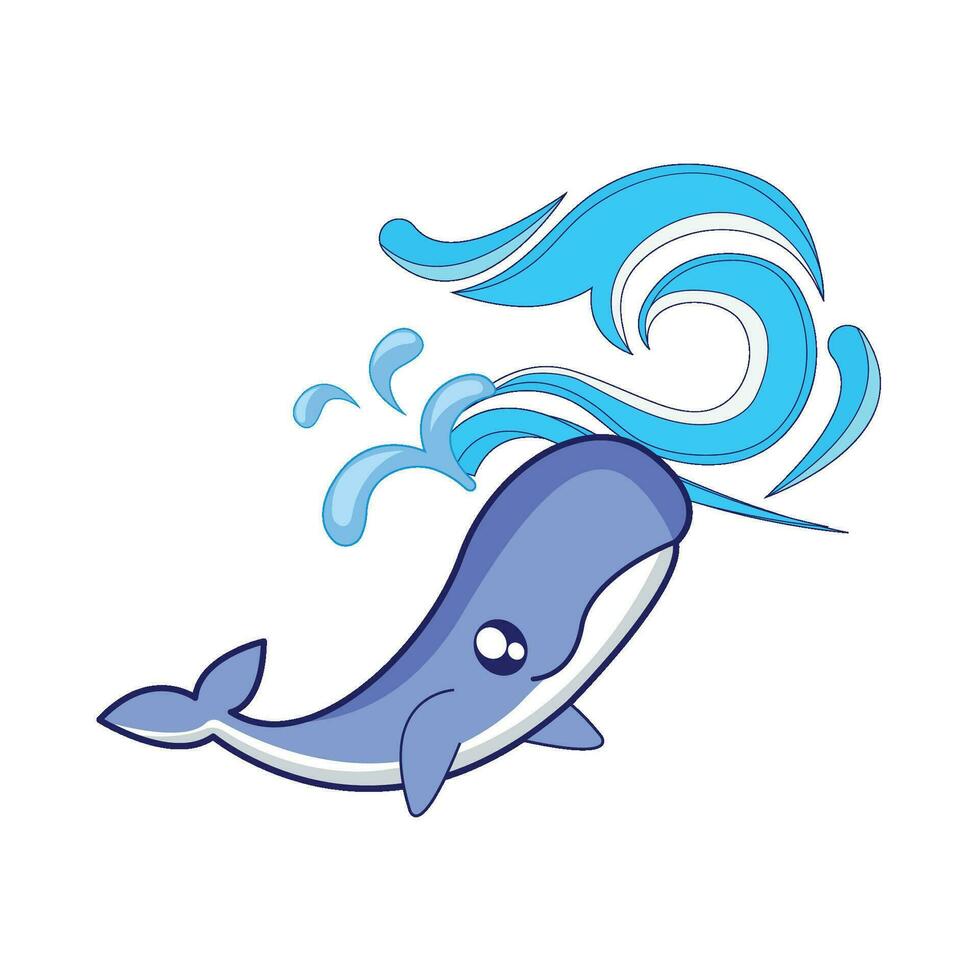 whale with sea wave illustration vector