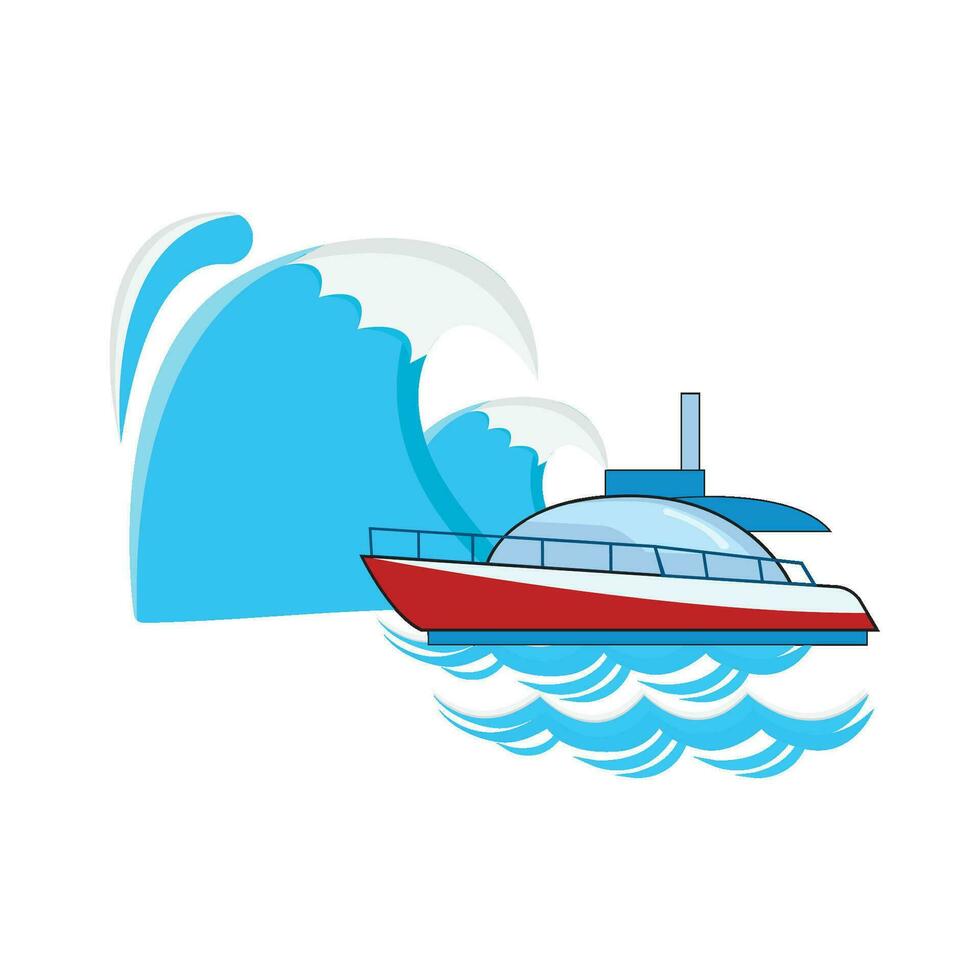 speedboat in sea illustration vector